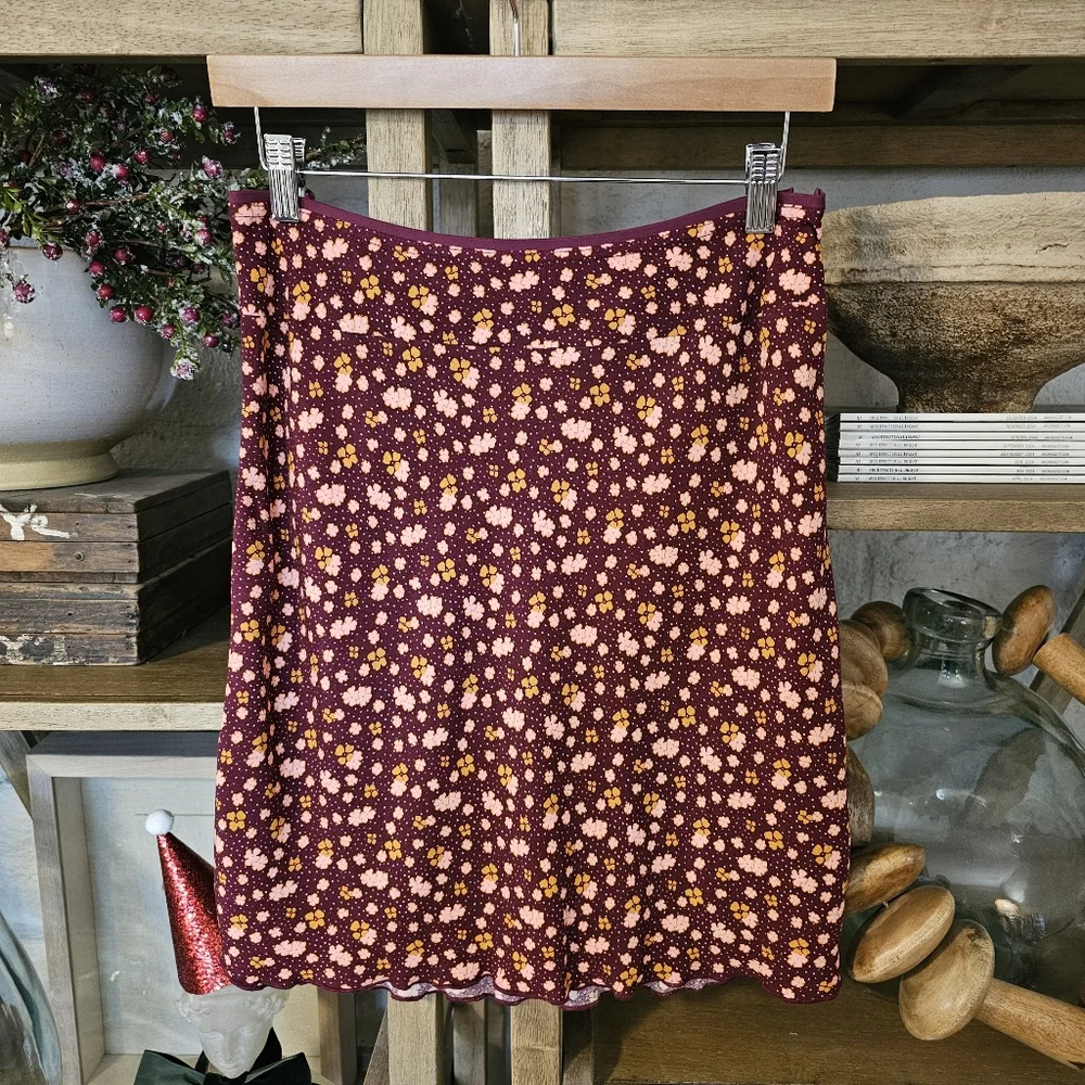 Free People In Real Life Mini Slip Skirt Plum Ditzy Floral Size 0 NWOT